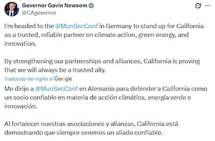 Newsom viaja a Alemania para asistir a la Conferencia de Seguridad de Múnich