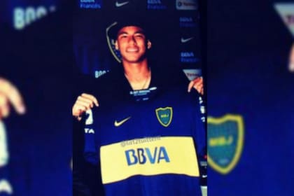 Neymar, con la camiseta de Boca