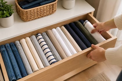 Ni perchas ni pilas de ropa: el método japonés que transforma cualquier cajón en minutos (Imagen ilustrativa con IA)
