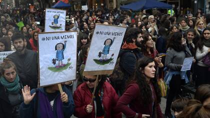 Una imagen de la marcha de junio último con la consigna de #niunamenos