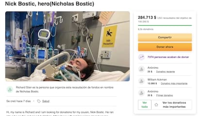 Nicholas Bostic tiene una cuenta en GoFundMe para reunir los recursos necesarios tras los gastos hospitalarios por las heridas causadas en el incendio