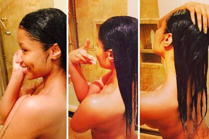 Nicki y la sucesión de fotos en el baño