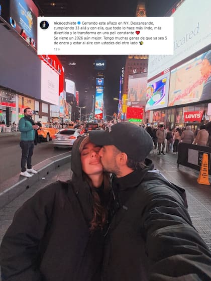 Nico Occhiato compartió imágenes de su romántico viaje a Nueva York con Flor Jazmín Peña (Foto: Instagram @nicoocchiato)