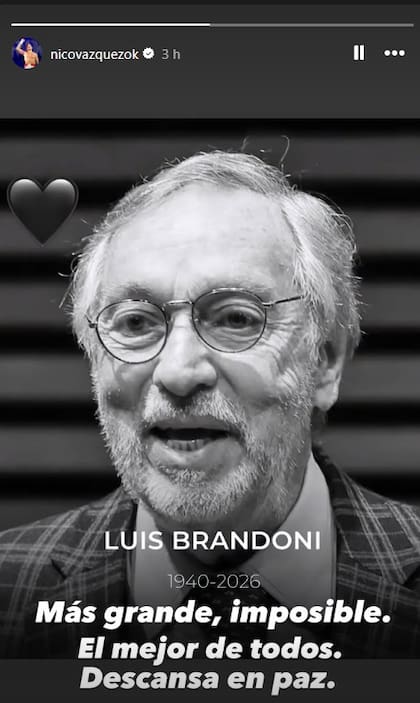 Nico Vázquez despidió a Brandoni con la frase "Más grande, imposible"