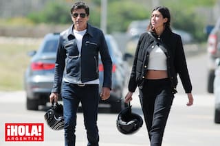 Nicolás Repetto y su hija Renata llegaron en moto para almorzar en La Huella