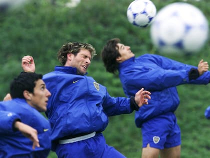 Nicolas Burdisso, Martin Palermo and Cristian Medina during training at Kawasaki Stadium, on November 23