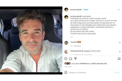 Nicolás Cabré explicó por qué abrió su cuenta de Instagram (Foto Instagram @nicolascabre80)