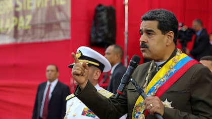 Nicolás Maduro, ayer, en un desfile militar