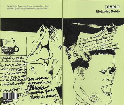 Nicolás Moguilevsky relaciona la estética del cómic y del collage con el lenguaje literario en la tapa de Diario, de Alejandro Rubio, de la editorial Palabras Amarillas.