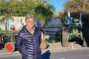 Nicolás Pino, de la Rural, en la concentración de tractores