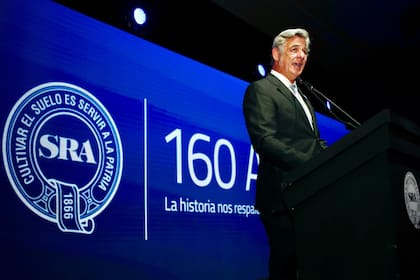 Nicolás Pino, presidente de la Rural, durante el acto por el inicio de los festejos de los 160 años de la entidad