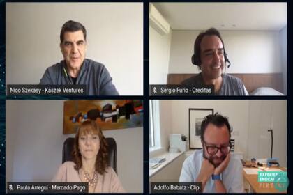 Nicolás Szekasy, co-fundador y Managing Partner de Kaszek Ventures; Sergio Furio, fundador de Creditas; Paula Arregui, es la COO de Mercado Pago y Adolfo Babatz, co-fundador de Clip