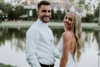 Nicolás Tagliafico y Carolina Calvagni el día de su casamiento