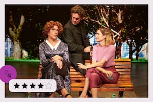 Nicolás Vázquez, Leo Trento y Julieta Nair Calvo, en Tootsie