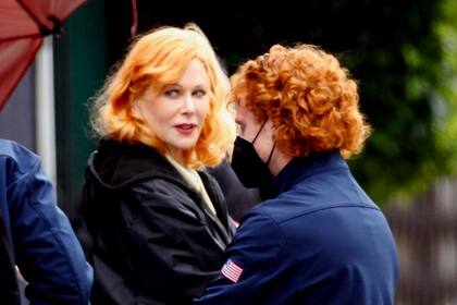Nicole Kidman en un momento de pausa del rodaje