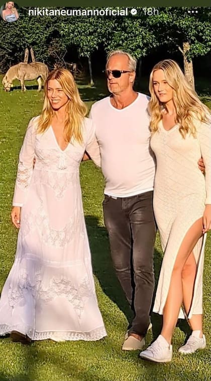 Nicole Neumann, en la previa de su casamiento, junto a su papá y su media hermana sueca
