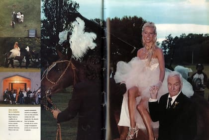 Nicole Neumann llegó al altar armado en la estancia en un caballo negro (Gentileza: Revista Gente)