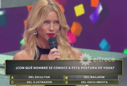 Nicole Neumann realizó un difícil ejercicio de yoga en Lo 8 escalones de los tres millones y sorprendió a todos (Foto: Captura / eltrece)