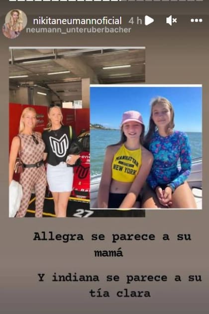 Nicole Neumann resaltó el parecido de su media hermana Clara con una de sus hijas, Indiana