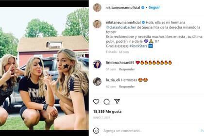 Nicole respeta el bajo perfil de su hermana Clara, y pocas veces postea algo sobre ella, como en este caso