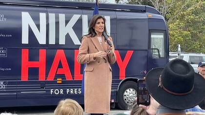 Nikki Haley durante un mitin de campaña en su estado natal