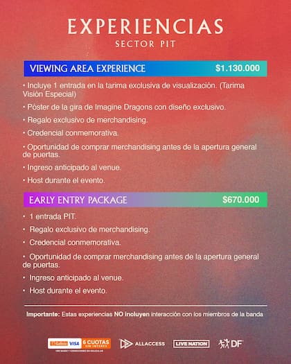 Ninguno de los paquetes VIP incluye interacción con la banda