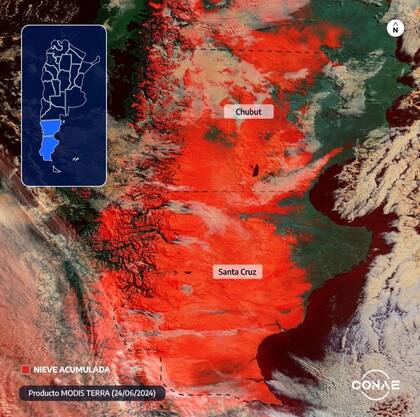 Nivel de nieve acumulada en el sur del país