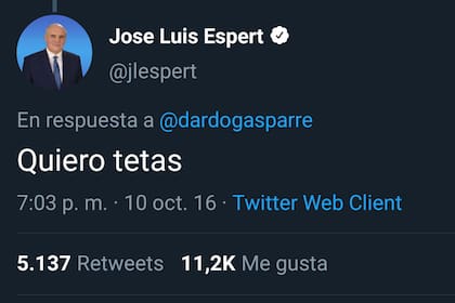 No es la primera vez que José Luis Espert se manifiesta públicamente requiriendo senos femeninos