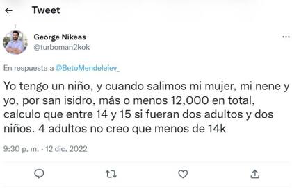 No faltaron los ejemplos prácticos para responder a la pregunta de Beto Mendeleiev sobre cuánto cuesta salir a comer afuera para cuatro personas