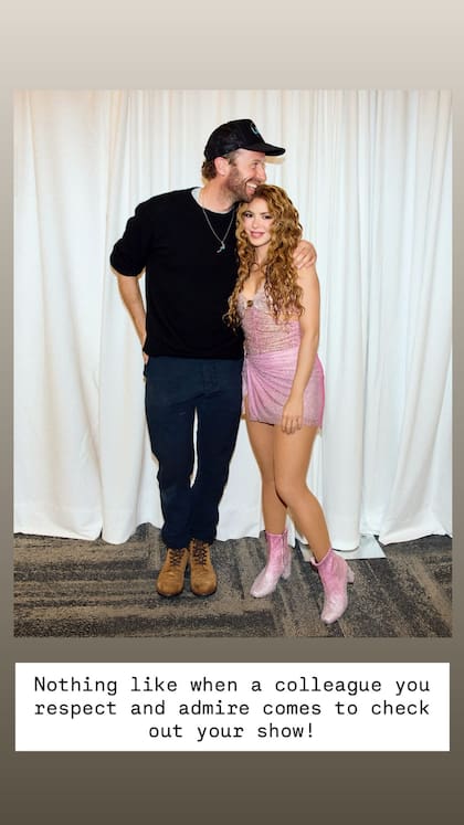 ”No hay nada como cuando un colega a quien respetás y admirás viene a ver tu show", expresó Shakira.