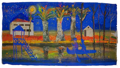 "Noche estrellada sobre el Carapachay", con el característico azul ultramar de Miguel D'Arienzo