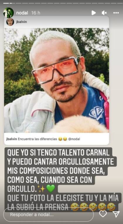 Nodal respondió a J Balvin después de que lo señalara entre risas por copiarle el look