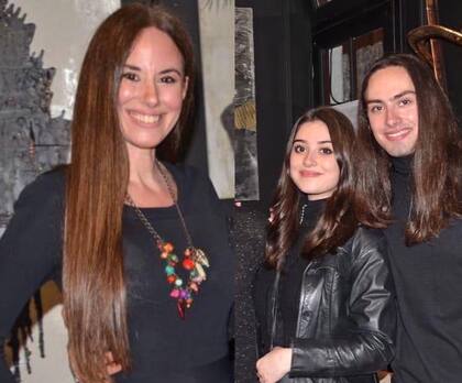 Nori junto a sus dos hijos.