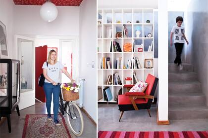 Nos encantó el detalle del techo empapelado. Ideal para darle un toque a algún hall o distribuidor. A la biblioteca la diseñaron pensando en que dejara pasar la luz, por eso no tiene espaldar. A la vez sirve de protección para los niños