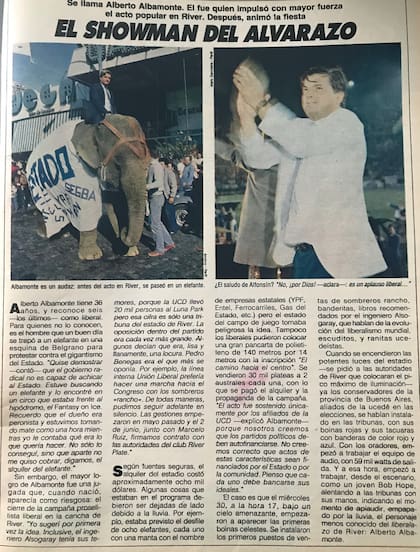 Nota de la revista La Semana después del acto que organizado en el estadio River Plate