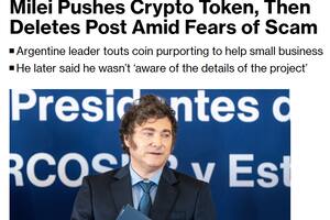 Nota en Bloomberg sobre promoción de Javier Milei al criptoactivo $LIBRA