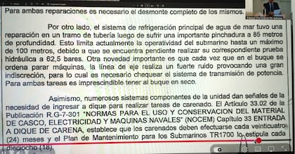 Nota interna del comandante del ARA San Juan solicitando el ingreso a dique seco, de fecha 27 de marzo del 2017.