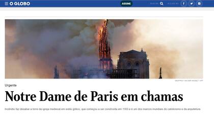 Notre Dame de París en llamas, titula O´Globo, de Brasil