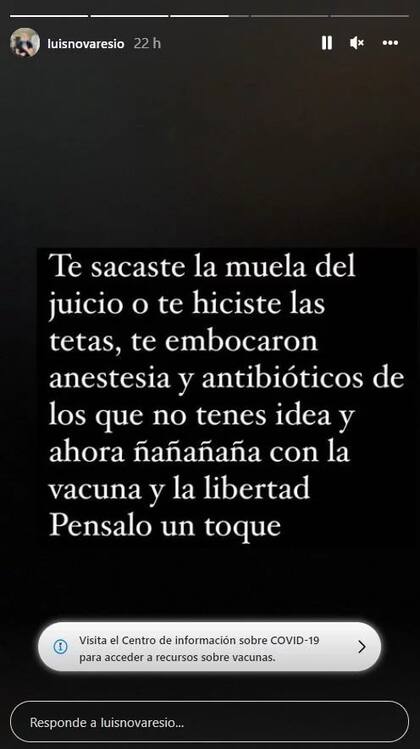 Novaresio apuntó contra los antivacunas en sus historias