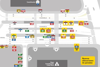 Nueva ubicación de las paradas de colectivos en Constitución