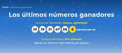 Números ganadores del Mega Millions