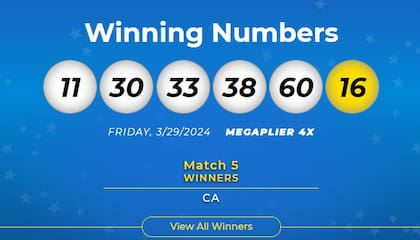 Números ganadores del sorteo de Mega Millions del 29 de marzo