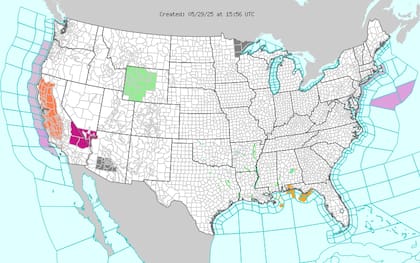 NWS advierte riesgo extremo: temperaturas de 38 a 41°C afectarán desde Sacramento hasta Los Ángeles desde este viernes