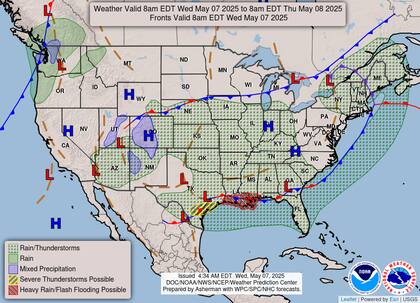 NWS advierte suelos saturados en sur de Louisiana, con posibilidad de lluvias excesivas que podrían superar los 80mm en zonas aisladas