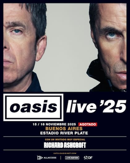 Oasis se presentará en el Estadio Monumental el 15 y 16 de noviembre (Instagram: @dfentertainment)
