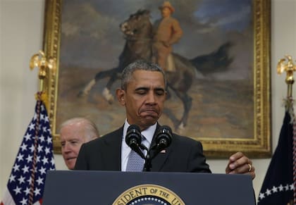 Obama, ayer, antes de anunciar un nuevo intento de cerrar la prisión de Guantánamo, en Cuba