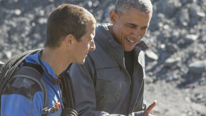 Obama, en plena charla con Bear Grylls