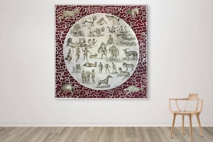 Obra de Adriana Bustos con la silla diseñada por el salteño Francisco Gómez Paz