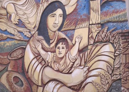 Obra que recrea la vida de Rosa Guarú con San Martín de niño.