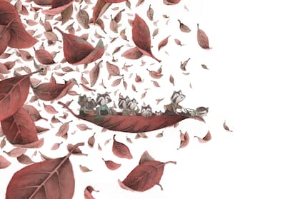 Migrantes, acuarela y grafito de Silvi Hei